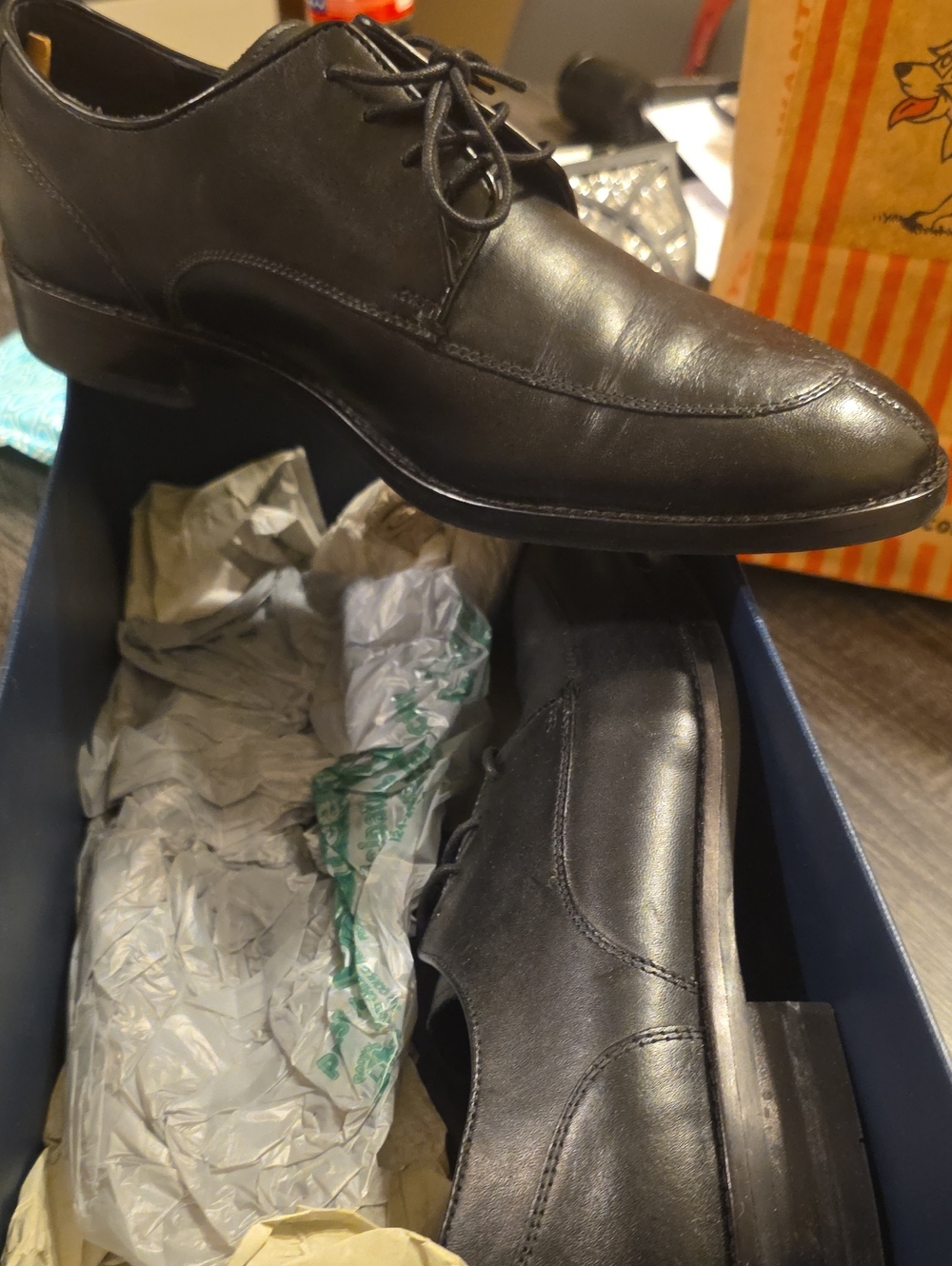 Cole Haan Black Leather Lace-Up Oxfords